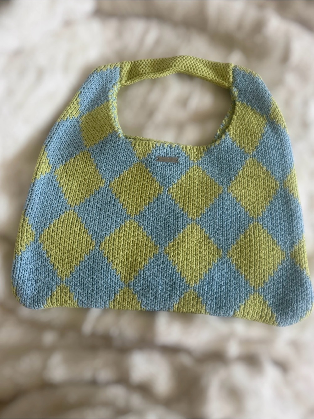 Kopari knit carry bag- blue and green